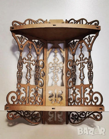 Домашен дървен ъглов иконостас / поставка за икони – ръчна изработка, снимка 2 - Декорация за дома - 52314006