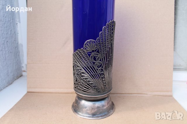 СССР ваза стъкло посребрен корпус, снимка 5 - Антикварни и старинни предмети - 40834390