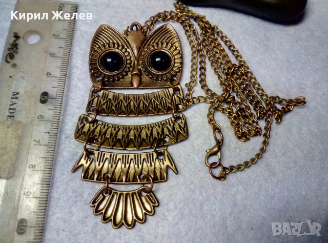 СТАРА ПОМЕДНЕНА ОГЪРЛИЦА с ФИГУРАЛНА ВИСУЛКА БУХАЛЧЕ 26959, снимка 7 - Колиета, медальони, синджири - 51255607