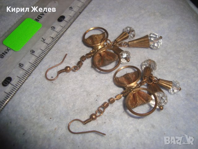 ЗЛАТИСТИ АР НУВО СТИЛ КРИСТАЛНИ РЕТРО АРТ ОБЕЦИ - ПАНДЕЛКИ 1793, снимка 2 - Обеци - 36596887