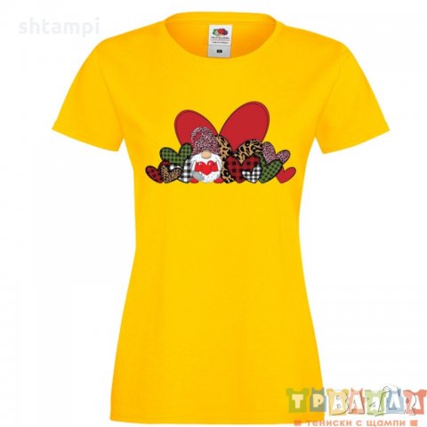 Дамска тениска Свети Валентин Love Gnome Valentine's 14, снимка 2 - Тениски - 35547114