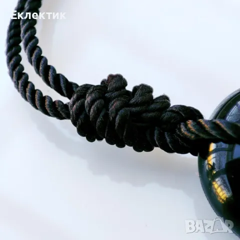 Колиета с голяма магатама от обсидиан и миланска корда, снимка 12 - Колиета, медальони, синджири - 48126733