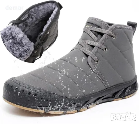 DAZFE Мъжки зимни ботуши, топли водоустойчиви зимни ботуши с кожена подплата