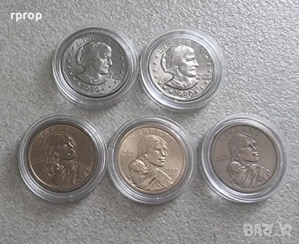Оригинални монети. САЩ. Един Американски долар .  5 бройки. 5 различни долара.