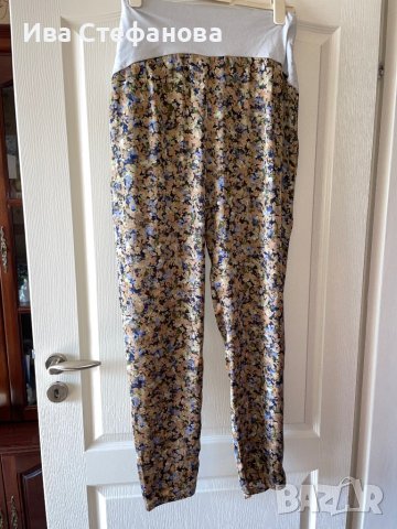 Сатенен панталон за бременна жена флорален принт на цветя , снимка 8 - Панталони - 37286853