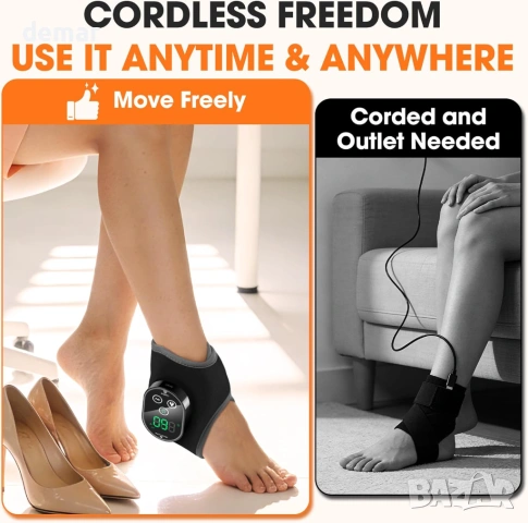 Безжична нагревателна подложка за глезени с вибрационен масаж, 3000mAh, снимка 6 - Масажори - 54065007