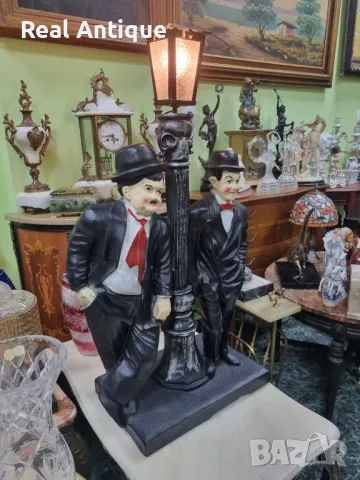 Страхотна голяма антикварна фигура статуетка лампа , снимка 1