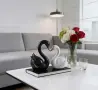Черно-бяла декорация за дома във форма на лебед сърце , снимка 1
