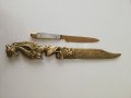 Античен китайски месингов нож за писма-рядък и уникален, снимка 3