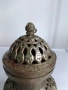 Тибетска, медна , старинна кадилница ,съд за прекадяване на тамян., снимка 7