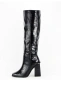 Елегантни черни кроко кожени ботуши, снимка 2