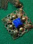 ПРЕКРАСЕН СТАРИНЕН ФИЛИГРАНЕН ПОЗЛАТЕН БРОНЗОВ Ар НУВО ПЕНДАНТ със СКЪПОЦЕНЕН КАМЪК ЛАЗУРИТ 4951, снимка 2