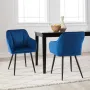 Комплект трапезни столове тип кресло с дамаска от кадифе, к-кт от 2бр. C-U-DC-B0322BU, снимка 4