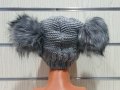 Нова зимна дамска шапка с 2 помпона/пуха Силвър стар, снимка 4