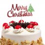  Merry Christmas с Елха червен мек Коледен бляскав топер украса декор за торта, снимка 1 - Други - 30715235