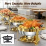 Комплект за бюфет WARMOUNTS 6L Gold Chafing Dish, 2 броя, кръгли съдове за затопляне с капак, снимка 3