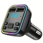 CAR Bluetooth FM трансмитер, RGB LED светлини, 2xUSB + TYPE C, снимка 1