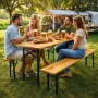 Сгъваем комплект градинска маса с 2 пейки - От чамово дърво, снимка 2