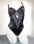 Asos Design 75B черно еластично сатенено боди с дантела. , снимка 2