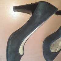 Геокс черни обувки естествен велур, снимка 3 - Дамски обувки на ток - 33969943