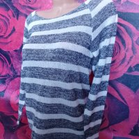 Тънка сиво-бяла блуза машинно плетиво М, снимка 4 - Блузи с дълъг ръкав и пуловери - 42861810