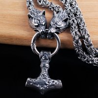 Масивен викингски синджир Чукът на Тор, снимка 3 - Колиета, медальони, синджири - 35235163