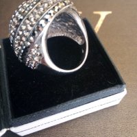 Уникален огромен сребърен пръстен със Сваровски кристали , снимка 3 - Пръстени - 30538197