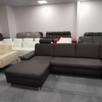 Кафяво-сив кожен ъглов диван с функция ракла "CARO", снимка 6 - Дивани и мека мебел - 39954736
