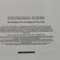 Нов Macbook Pro 16" 2021 M1 Pro 16C GPU 16gb ram 512 SSD, снимка 2 - Лаптопи за работа - 39379784