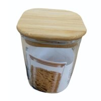 Малък стъклен буркан с бамбуков капак, снимка 4 - Други - 42746758