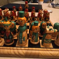 Рядък дървен шах матрьошки РЪЧНА ИЗРАБОТКА, снимка 6 - Шах и табла - 31641822