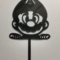 Супер Марио mario черен пластмасов топер украса за торта, снимка 1 - Други - 42460910