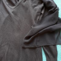 Меко плетиво с вграден фин шал от същия цвят-лилав издържан тъмен цвят, дълъг ръкав, ефектен модел, снимка 4 - Блузи с дълъг ръкав и пуловери - 37417986