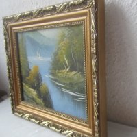 Пейзаж, река, планина, гора с рамка, картина, снимка 5 - Картини - 31106875