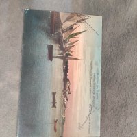 продавам стара картичка Поздрав от Бургас : Една гледка към Бургаското пристанище, снимка 1 - Филателия - 42094278