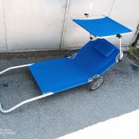 Шезлонг алуминиев за плаж, къмпинг, сгъваем стол плажен на колела, снимка 1 - Къмпинг мебели - 37133346
