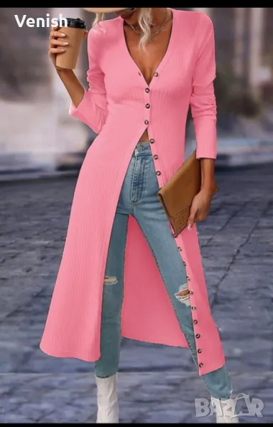 Дълга розова жилетка, снимка 1