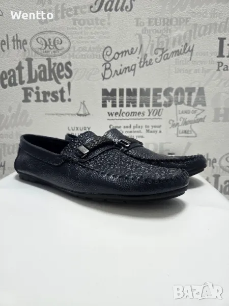 Мъжки мокасини - тъмносини, снимка 1