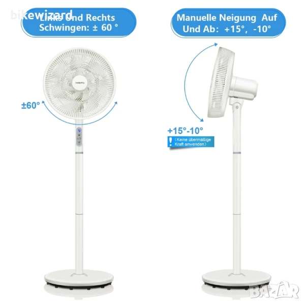 LeaderPro, вентилатор на стойка с дистанционно управление, 3 скорости, регулируема височина НОВ, снимка 1