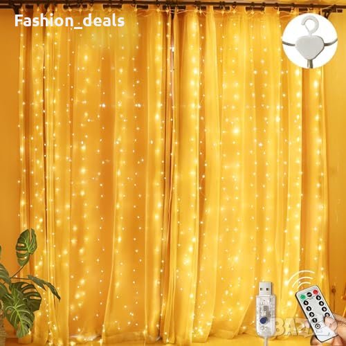 Нови 300 LED феерични светлини завеса за спалня 8 режима Декорация Дом Украса, снимка 1