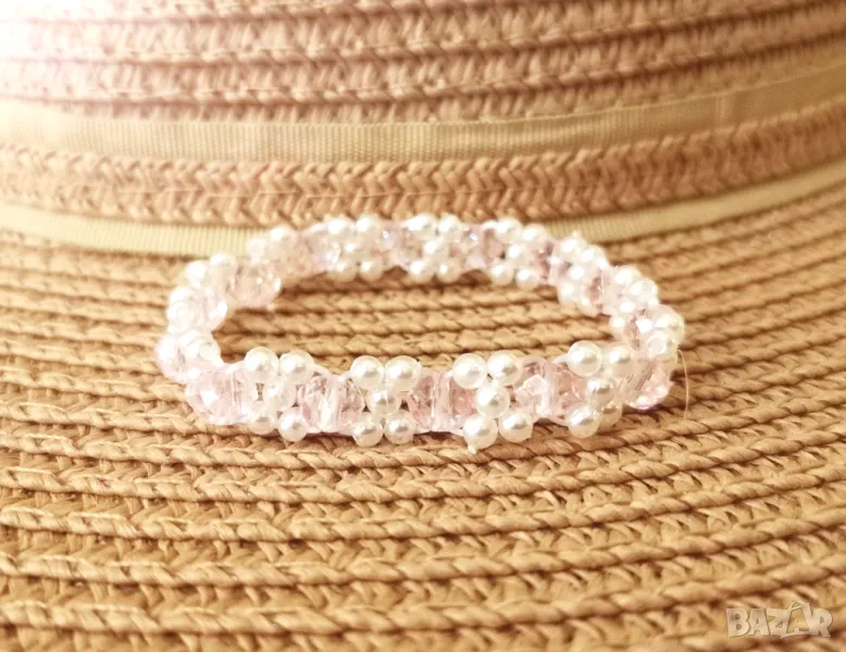 🏷️ Гривна / цвят: перлено бял и светло розово, снимка 1