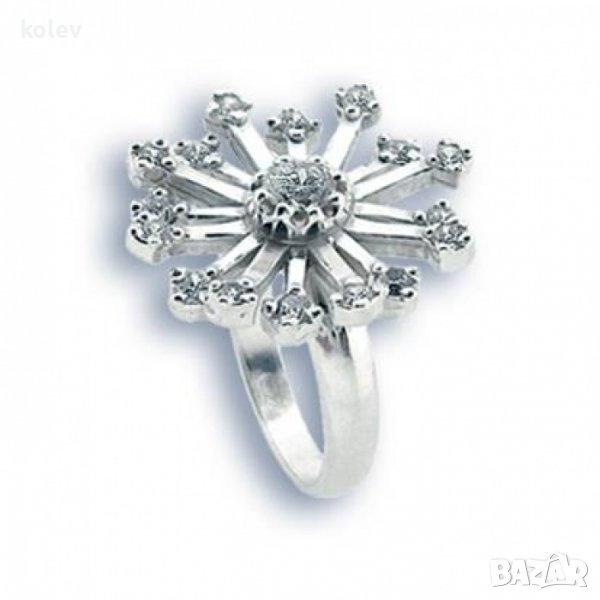 Сребърен пръстен с циркони / размер №56, снимка 1