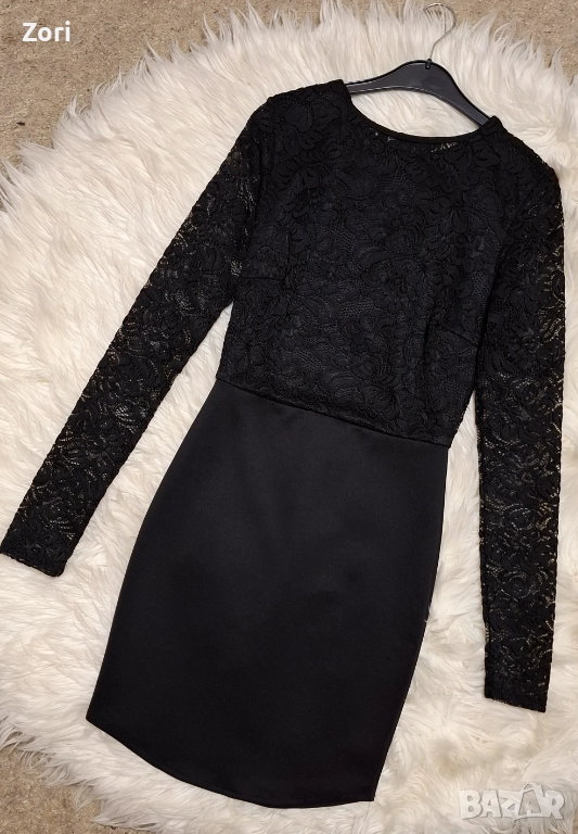 Черна рокля по тялото с отворен гръб, снимка 1