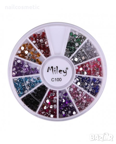 Цветни кристални камъчета за декорация на маникюр - КРЪГЛИ, снимка 1