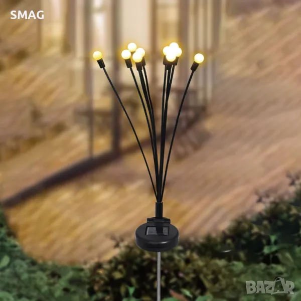 Соларен фенер Черен 10 струни Бял Led 73 см S_1236432, снимка 1
