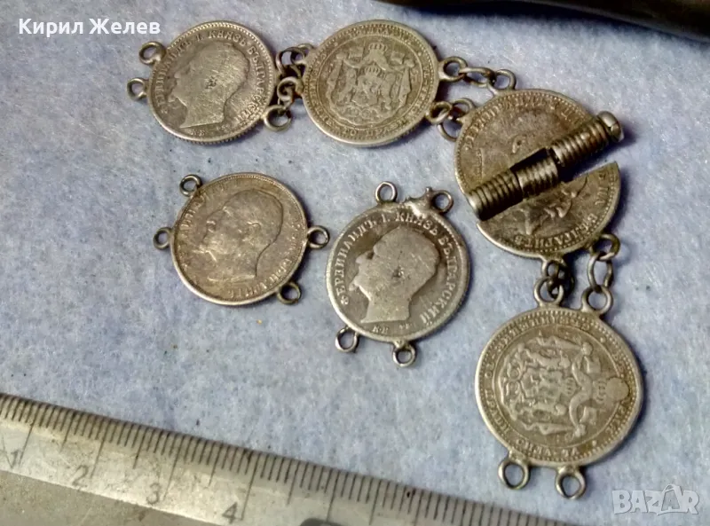 СТАРИННА МАЙСТОРСКА СРЕБЪРНА ГРИВНА със СРЕБЪРНИ МОНЕТИ 50 СТОТИНКИ на ЦАР ФЕРДИНАНД I 47953, снимка 1