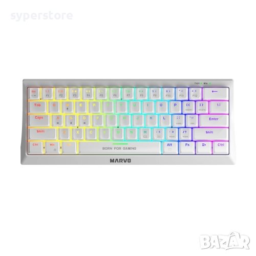 Клавиатура Геймърска USB Marvo KG962WH Бяла Механична с RGB подсветка , снимка 1