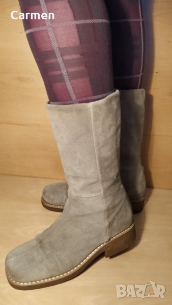 Италиански ботуши от естествена кожа / набук, снимка 1