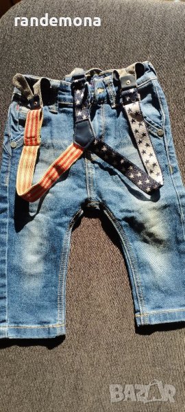 Дънки с тиранти Denim размер 12 месеца, снимка 1