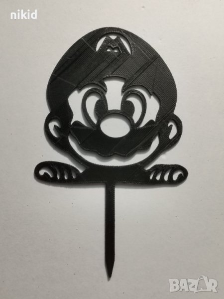 Супер Марио mario черен пластмасов топер украса за торта, снимка 1